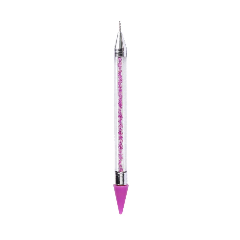 1 шт., Высококачественная ручка для ногтей с двойным концом, стразы, шпильки, Пикер, восковой карандаш, хрустальные бусины, ручка, инструмент для дизайна ногтей - Цвет: Темно-серый