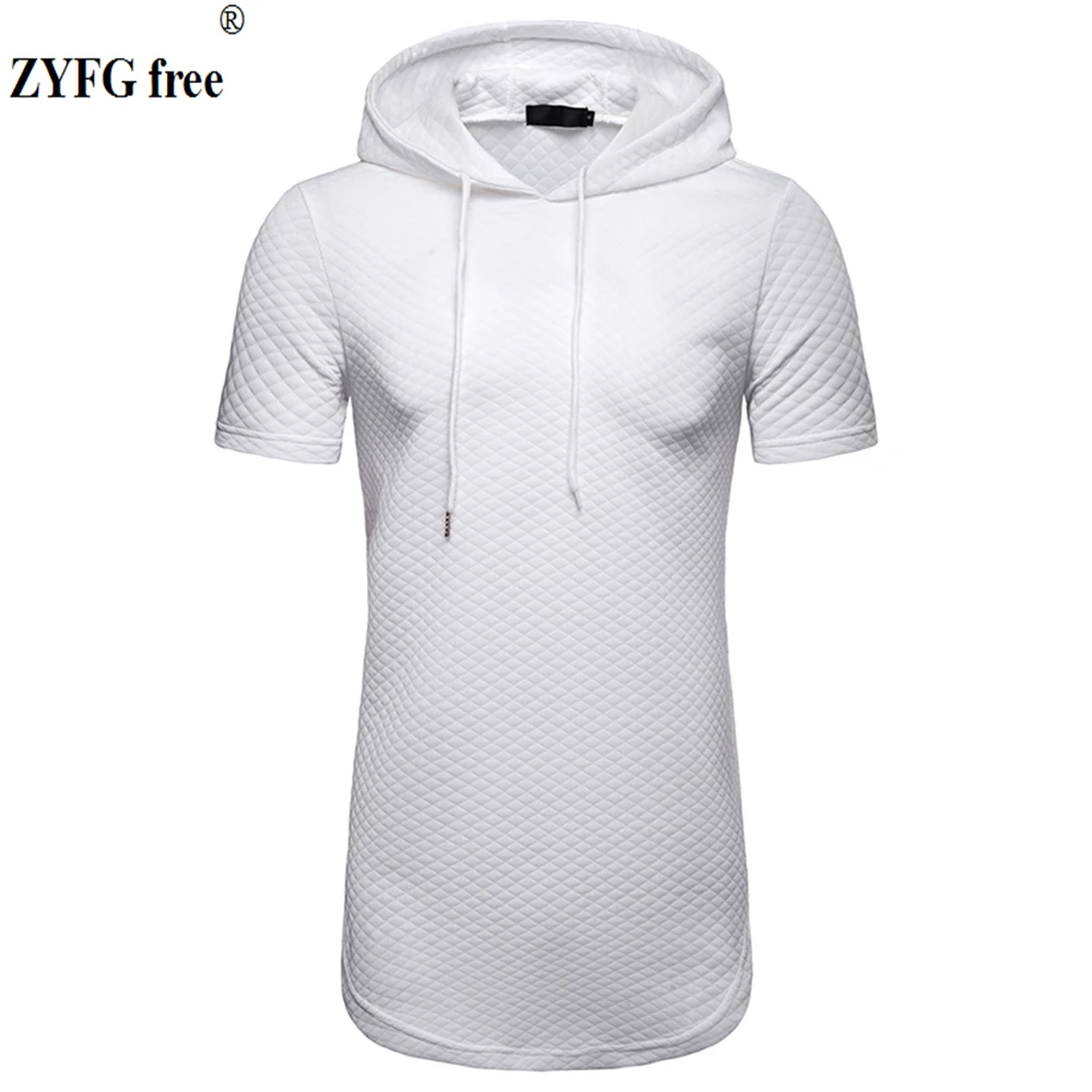 

Simple trend tide men t-shirt casual shirt diamond hooded t-shirts tees youth popular men's zipper decoration