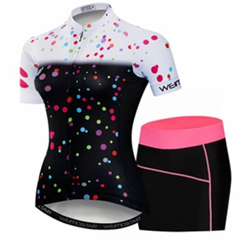 

Weimostar 2018 Pro team Cycling Set Women Short Sleeve Suit Ropa Ciclismo Maillot Cycling Jerseys dress set lady Bike Clothing