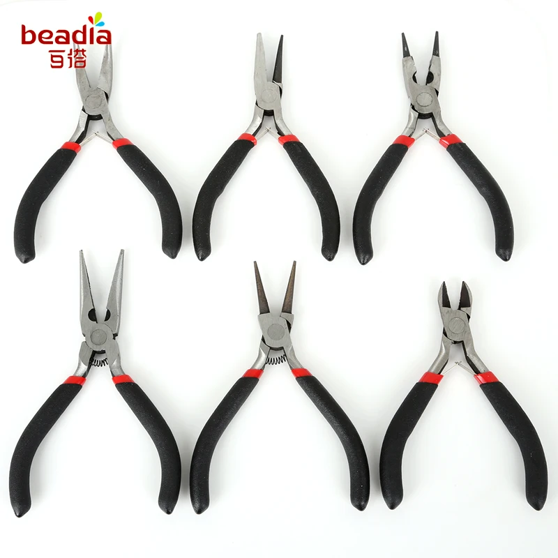 

11/12/13cm Length Stainless Steel Black Mini Jewelry tools Pliers Set Cutter Beading Hand Tool Sets Fit Jewelry Accessories DIY