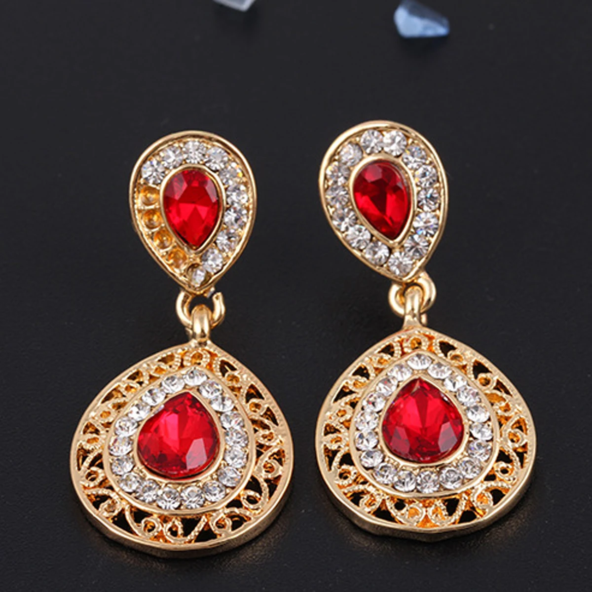 Fashion Wedding Bridal Jewelry Sets Rhinestone Austrian Crystal Jewelry Set Necklace Earrings Pendant Set Vintage Accessories