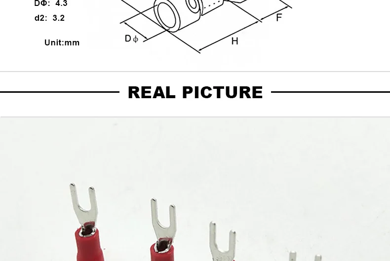 isolado garfo crimp terminal conector para 0.5-1.5mm2