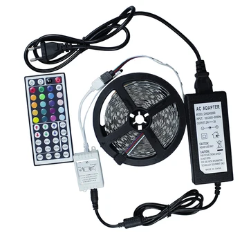 

LED strip 5050 24V flexible light 60led/m,5m/lot RGB Diode Tape+44Key Remote+24V 2A Transformer for Home Party Decoration Lights