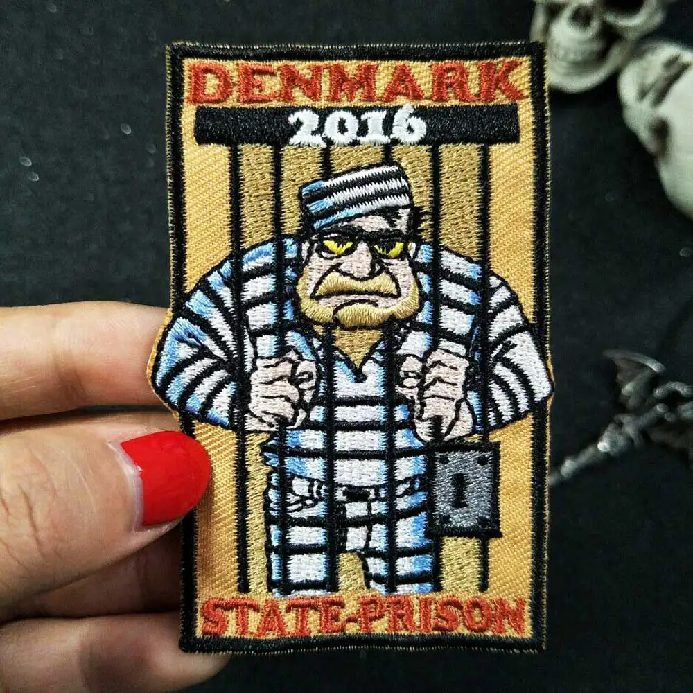 

state prison Iron On Patch Embroidered Applique Sewing Label punk biker Patches Clothes Stickers Apparel Accessories Badge