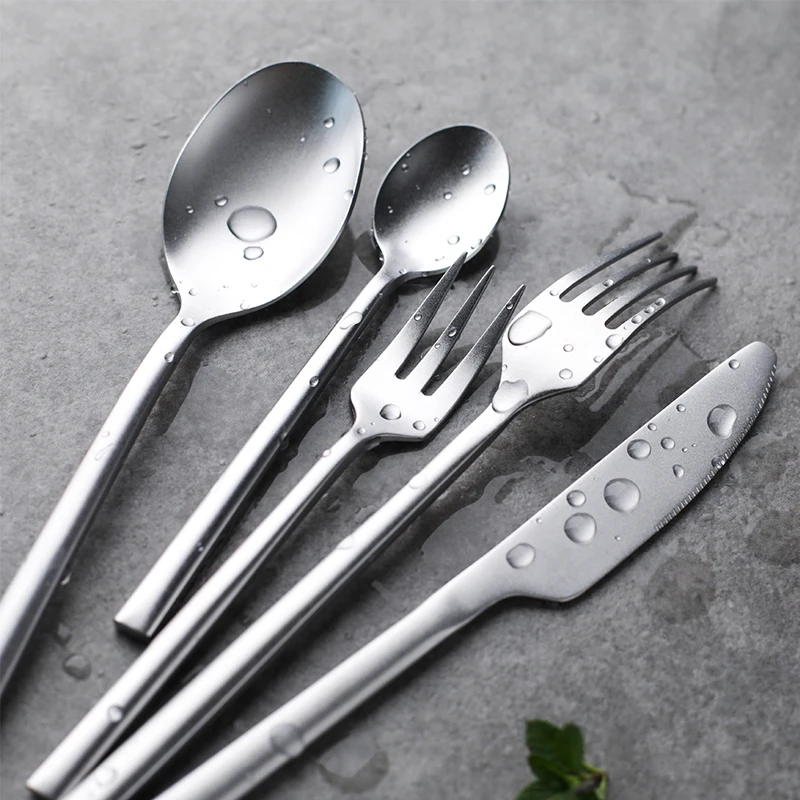 

Vintange Snowflake Matte Stainless Steel Silverware Cutlery Set 5 Packs, Home Restaurant Flatware Dinnerware Spoon Fork Knife