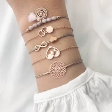 IFMIA ювелирные изделия 8 слова сердце ручной работы веревка из бисера цепной золотой браслет новая личность карта мира Шестигранная Геометрическая 5 шт./набор браслеты