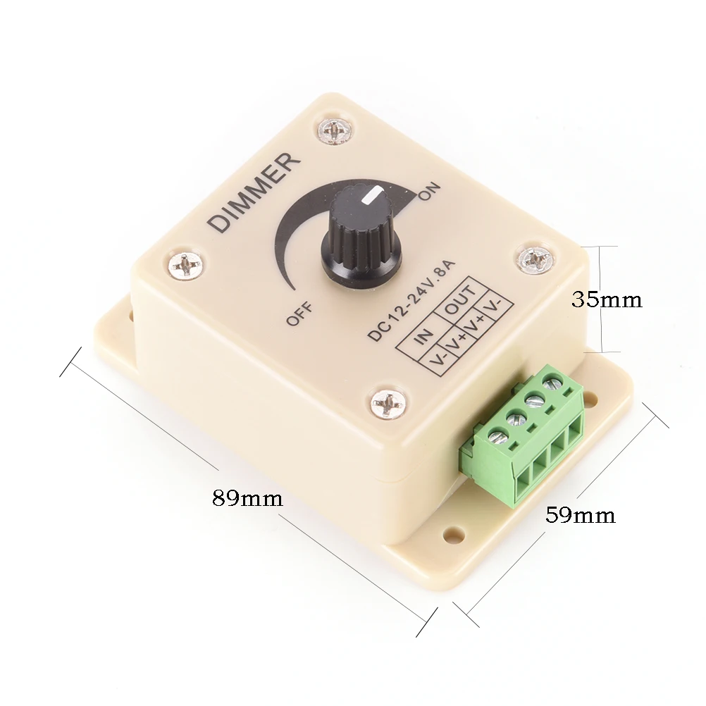 White DC 12V 24V 8A Adjustable Brightness Lamp LED Dimmer Switch Single
