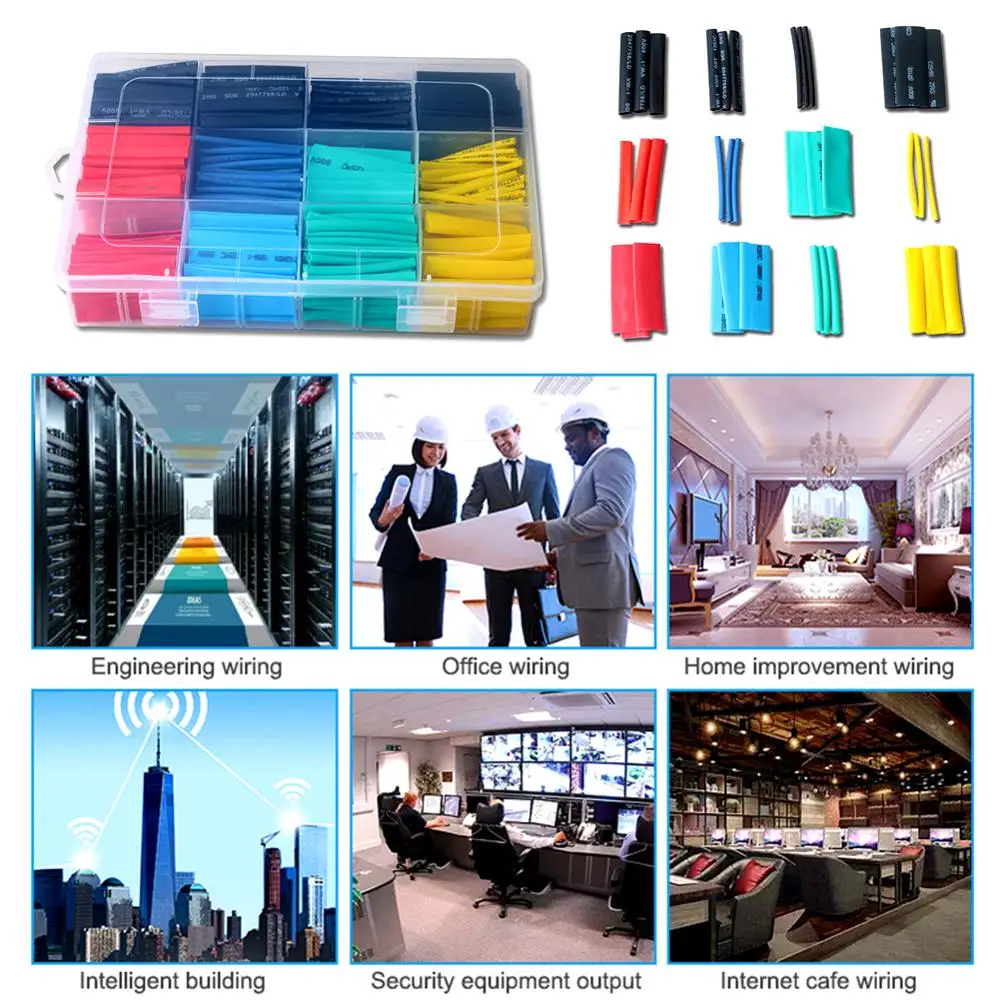 

530PCS Hot Heat Shrink Tubing Insulation Shrinkable Tube Assortment Electronic Polyolefin Wire Cable Sleeve Kit Heat Shrink Tube