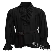 Camisa medieval Vintage para hombre, Poet renacentista, Blanco, Negro, escocés, vampiro, Colonial, blusa de jabot, camisas de pirata de manga larga