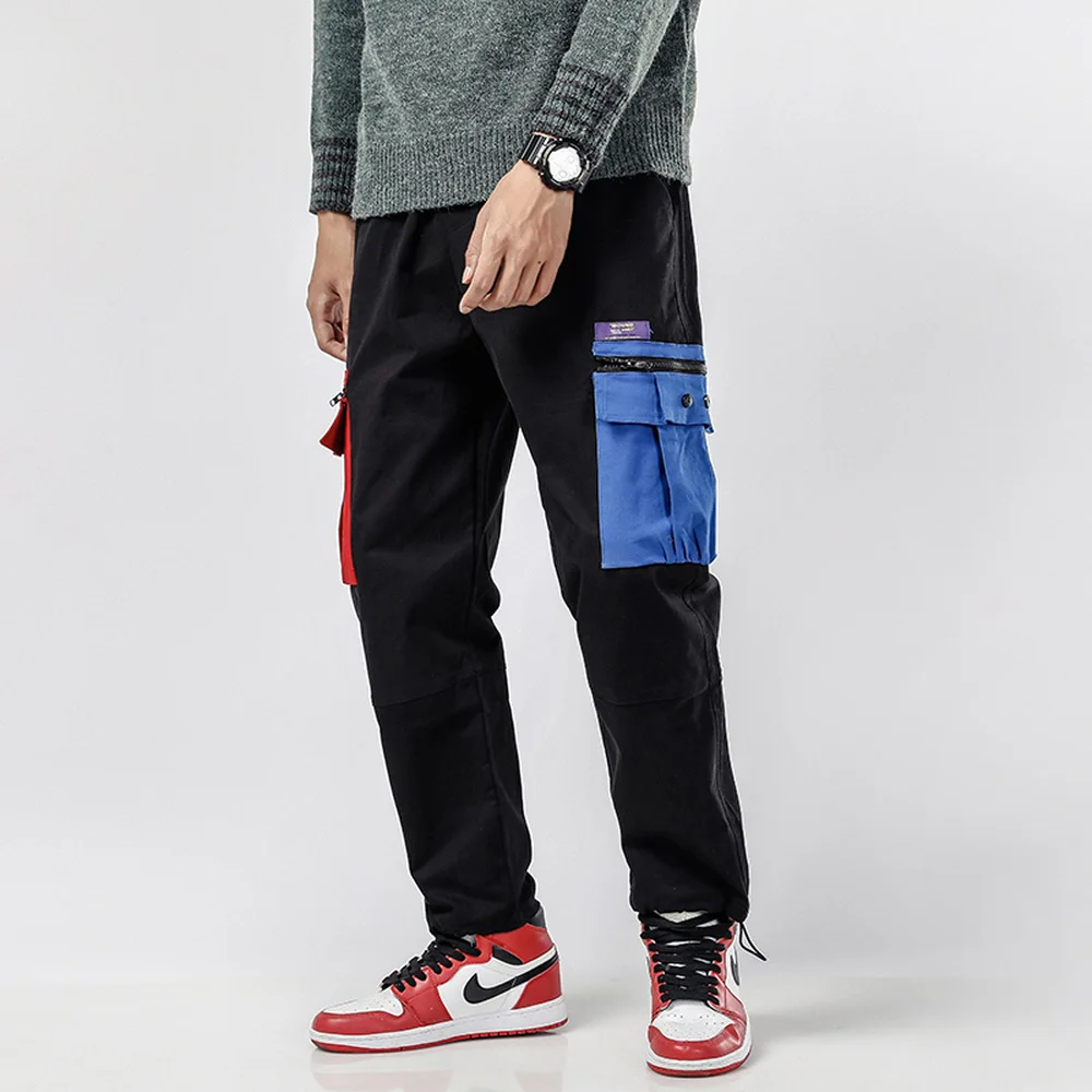 Men Large Pockets Decorative Contrast Color Tooling Beam Foot Casual Pants Youth Retro Trend Joggers Sweatpants Trousers Men Large Pockets Decorative Contrast Color Tooling Beam Foot Casual Pants Youth Retro Trend Joggers Sweatpants Trousers