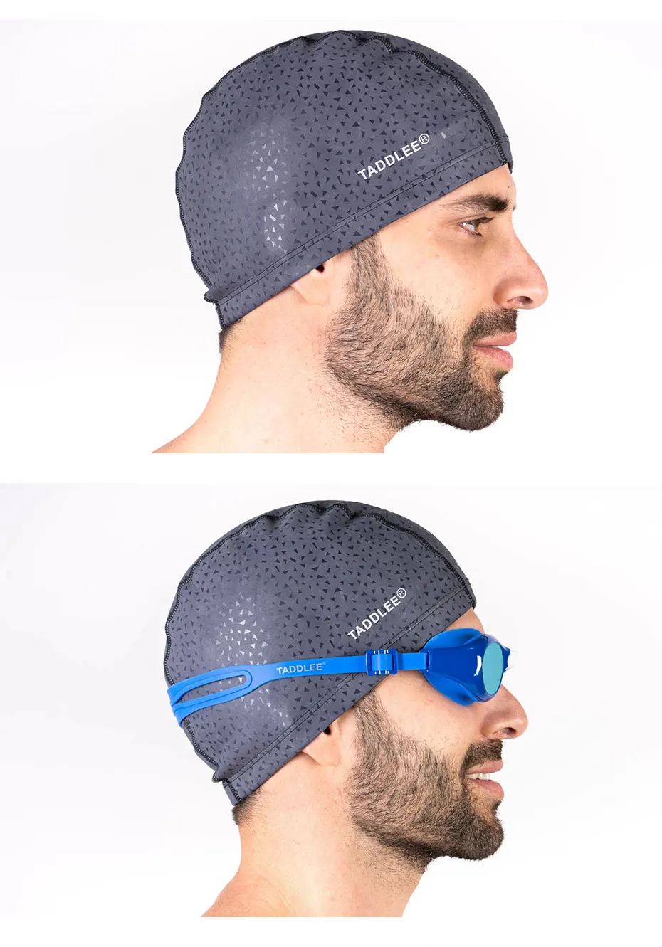 Taddlee - Gorro de natación para hombre, tejido de poliuretano, silicona y  licra, impermeable, para deportes de adultos, accesorios de gran tamaño al