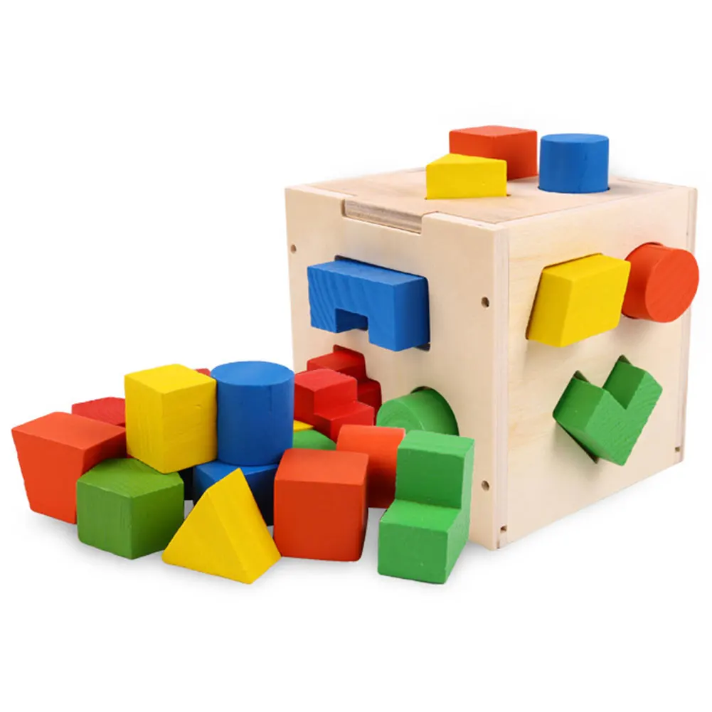 

Blocks Non-toxic Wear Resistance Shape Sorting Educational Bright Colors Eye Hand Developmental Wooden Toy Easy Grip Geometric