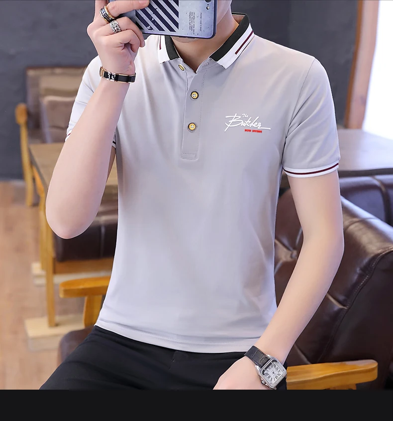 Летняя мужская хлопковая дышащая деловая Повседневная рубашка поло с коротким рукавом размера плюс M-3XL горячая Распродажа Новинка