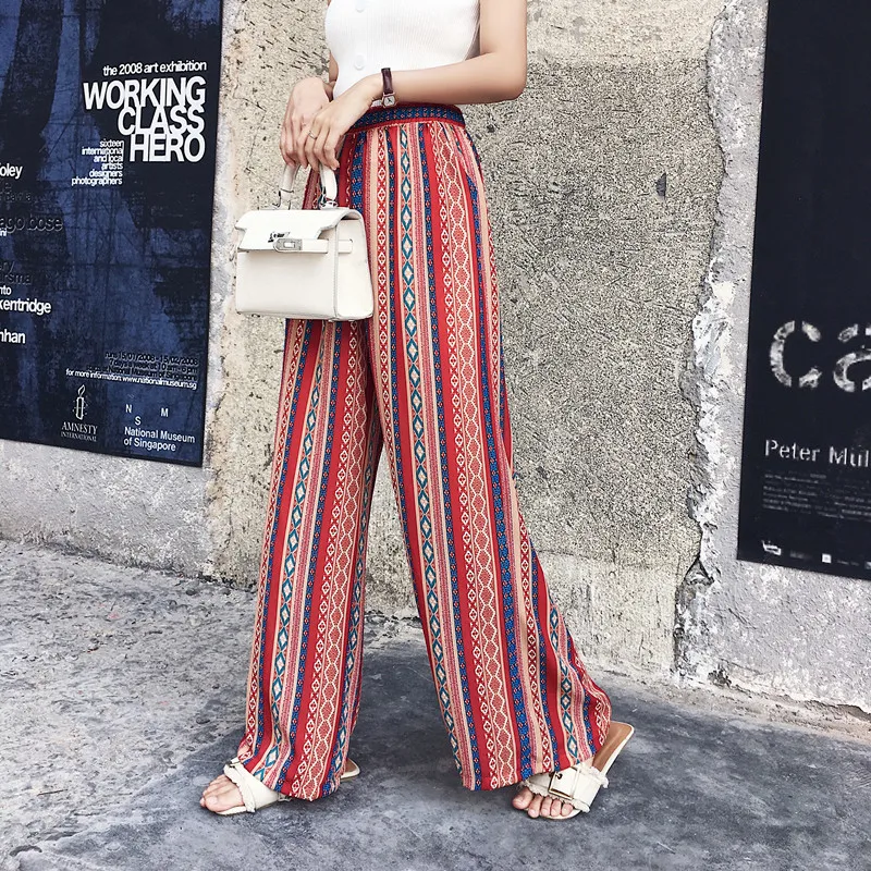 Red Women Pants Geometric Loose Bottoms Thailand Bali Kai Resort Beach Chiffon Wide Leg Trousers Women Bohemian Pants Red Women Pants Geometric Loose Bottoms Thailand Bali Kai Resort Beach Chiffon Wide Leg Trousers Women Bohemian Pants