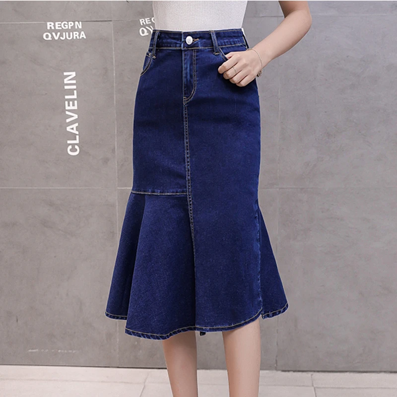 

OllyMurs High Waist Women Denim Skirts Mermaid Sexy Long Jeans Skirt Autumn Winter Female A-line Midi Slim Faldas Casual Jupe