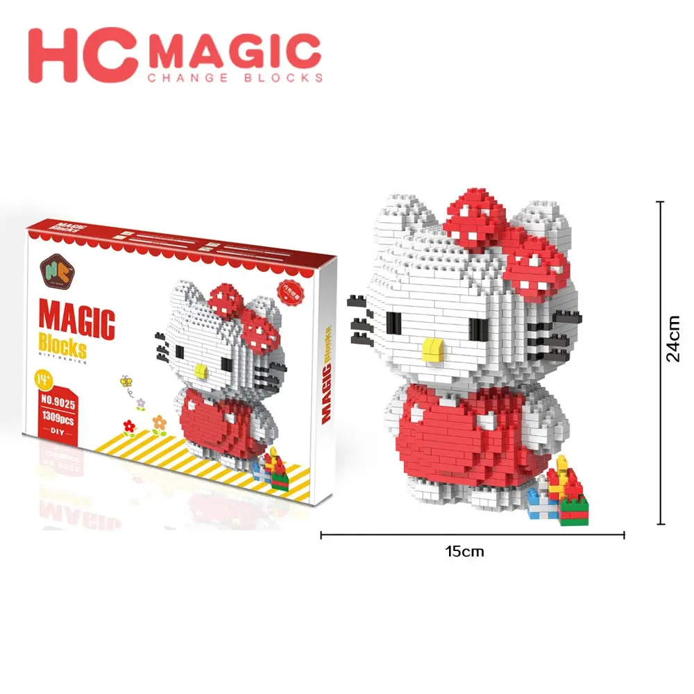 Cena HC MAGIC 9025 diamentowe klocki kot figurki anime zabawki prezenty edukacyjne figurka plastikowa do złożenia modelu DIY
