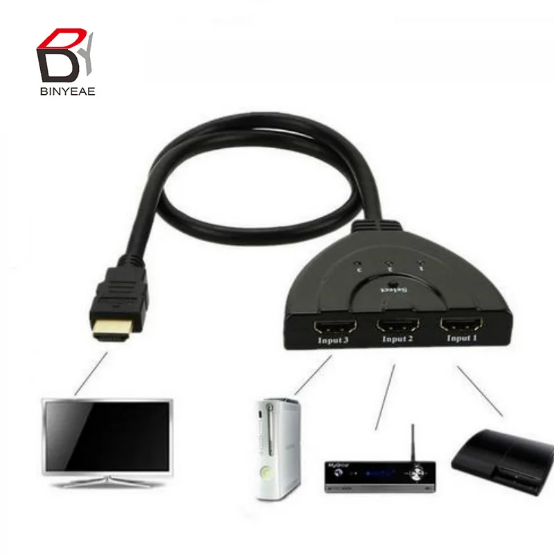 Мини коммутатор с 3 портами переходник HDMI разветвитель 1080 4K * 2K P в 1 порт выхода