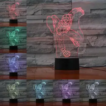 

Spider Man 3D Lamp RGB Night Light LED Bulb Multicolor Flash Fade Holiday Christmas Xmas Gifts For Children Boys Home Deocr