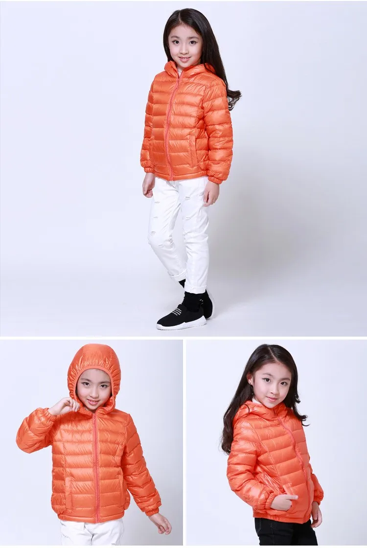 Весенне-осенняя брендовая куртка-пуховик 90% для мальчиков и девочек теплое пальто-пуховик с капюшоном для детей, детские парки От 3 до 10 лет, KF035