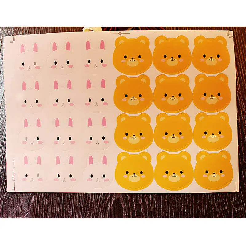 

10 Sets 3*3.5 cm 3.5 cm PVC Adhesive Sticker Cute Rabbit Bear Shape Envelope Seal Label Baking Dessert Gift Box Pudding Bottle