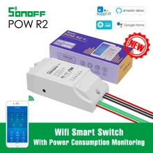 Интеллектуальный выключатель света Sonoff Pow R2 16A переключатель Wi-Fi Мощность контроль потребления приложение Управление умный дом автоматизация работать с Alexa Google Home