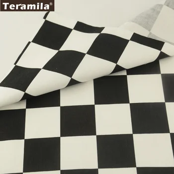 

Teramila Fabrics Geometry Square Designs 100% Black And White Cotton Fabric Twill Material Quilting Clothing Bedding Decroation