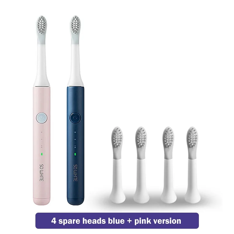 EX3X2 4heads SOOCAS SO WHITE EX3 звуковая электрическая зубная щетка для Xiaomi Mijia ультразвуковая автоматическая зубная щетка перезаряжаемая Водонепроницаемая Чистка - Цвет: EX3X2 4heads