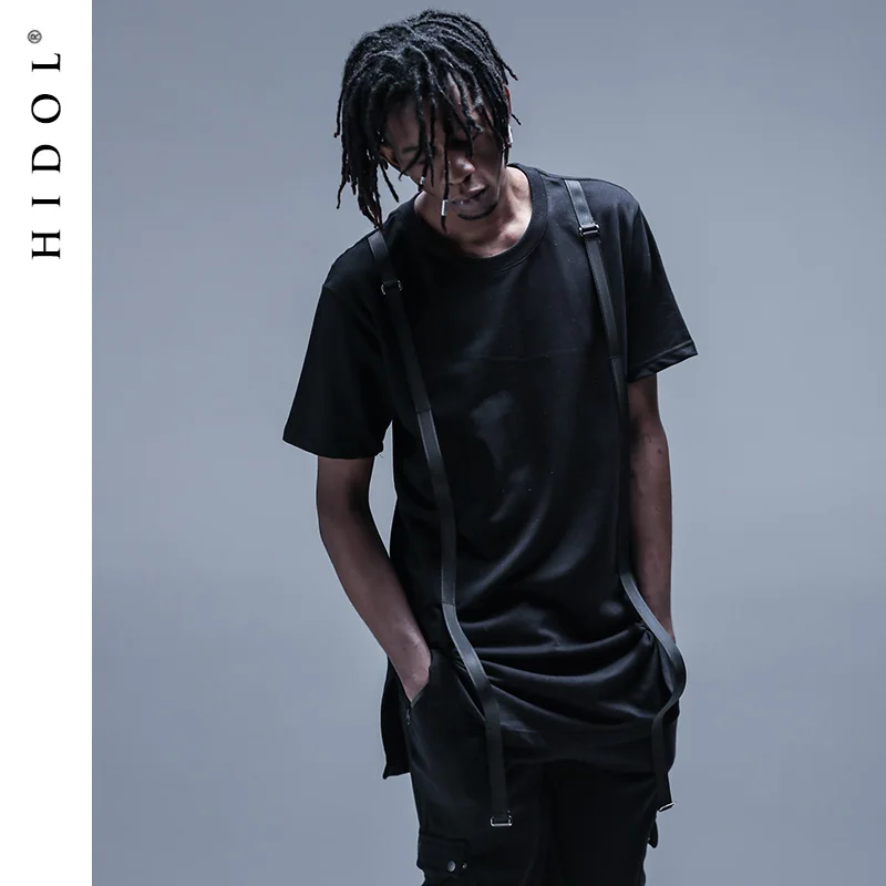 

2019 Oversize T-shirt Tactical Army Ribbon Summer Short Tee Loose Hip Hop Swag T shirt Men Gothic Punk Style Rock Tshirt Black