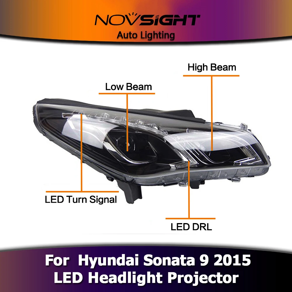 Светодиодный проектор NOVSIGHT для hyundai Sonata 9 2015 2 шт.|Фара авто в сборе| |