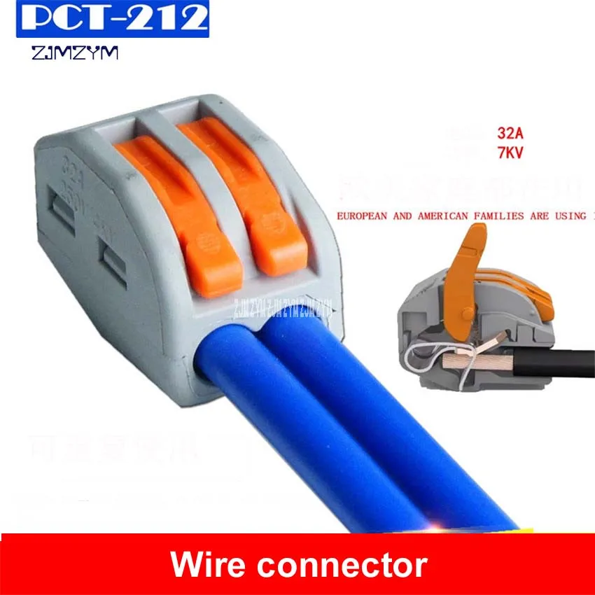 

5Pcs/lot PCT-212 Universal Compact Wire Wiring Connector 2 pin Conductor Terminal Block Lever 0.08-2.5 square hard/ soft wire