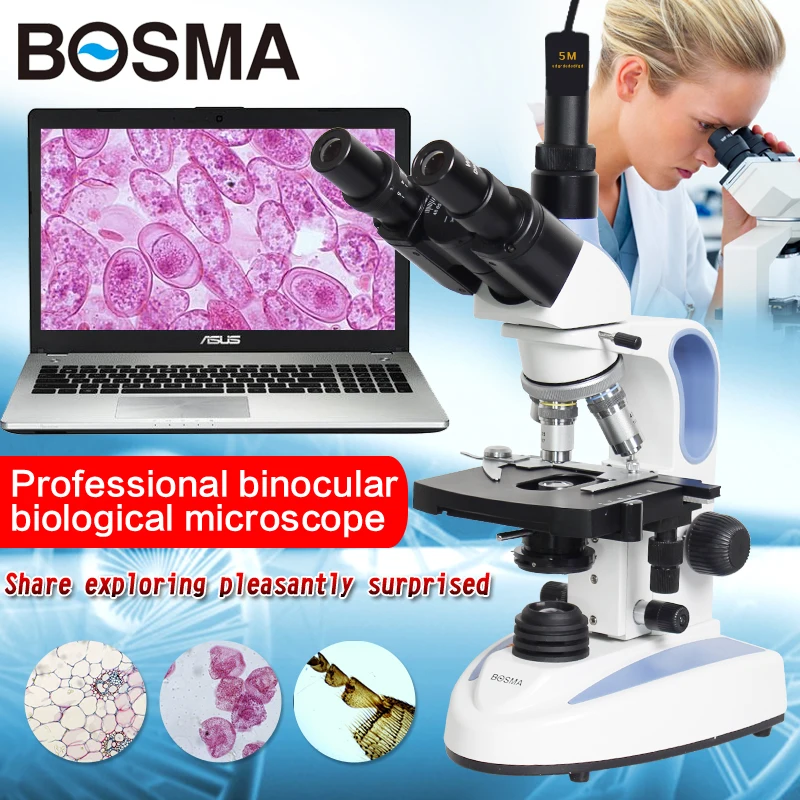BOSMA бренд 40 2000X USB Биологический микроскоп цифровой бинокулярный для изучения и