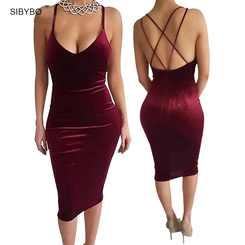 Sexy Club Dress 2016 Vestidos New Fashion Sleeveless Slim Backless Velvet Cross Strapless