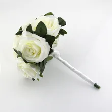 Inofinn белый свадебный букет Свадебные цветы ручной работы розы Искусственные цветы Свадебные букеты Быстрая