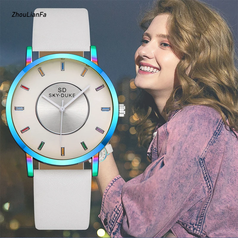 

Colorful Dial Design Women's Watches Casual PU Leather Ladies Quartz Wrist Watch Fashion Female Wristwatch