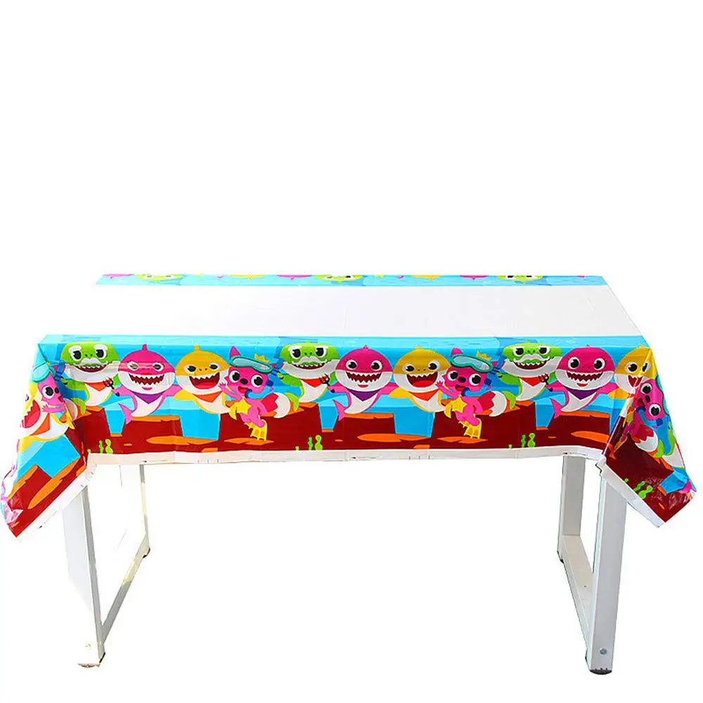 

Children love Super Cute Safari Style baby shark Printed Plastic Disposable Home Map Birthday Party Event Tablecloth 108*180cm