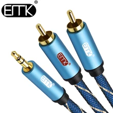 EMK Jack 3.5mm to RCA Hifi Splitter Audio Cable Car PC Earphone Sound box 3.5 to 2 RCA Speaker Cable 1M 2M 3M 5M