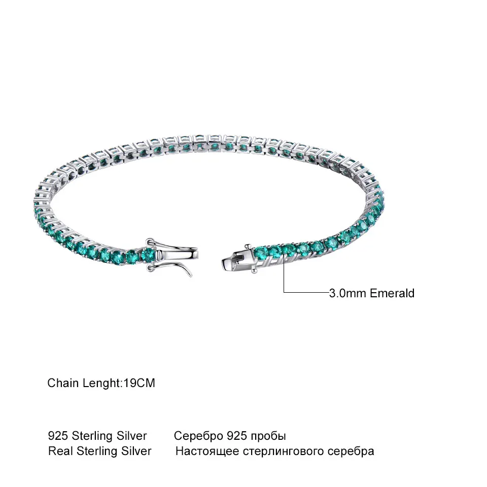UMCHO 8.1ct Luxury Emerald Bracelets for Women 925 Sterling Silver Bracelet Birthstone Romantic Wedding Green Gemstone Jewelry