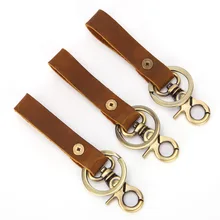 Для мужчин натуральный кожаный брелок Крюк брелок для ключей брелок крепление Crazy Horse креативный подарок Автомобильный держатель для ключей, администратор кольцо для ключей