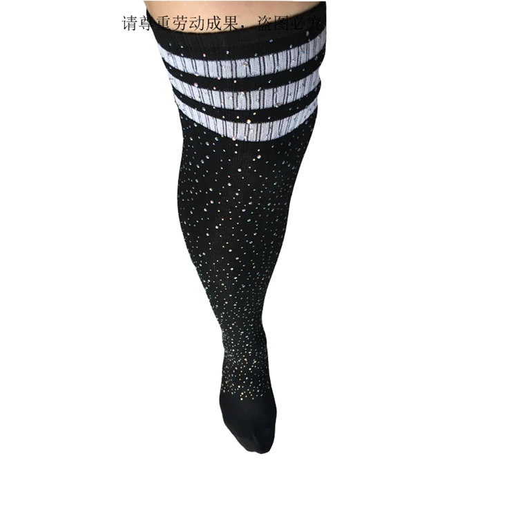 Стразы, женские носки, блестящие носки, высокие хипстерские носки выше колена, женские японские хлопковые носки в стиле хип-хоп, Harajuku SW066