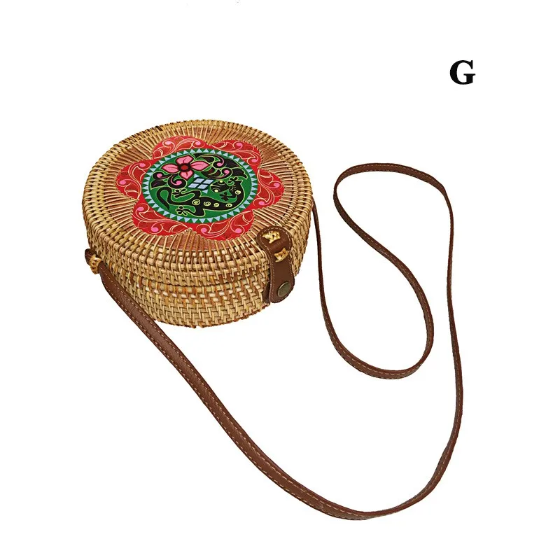 

crossbody bags for women Retro Personality Cute Hand Made Flower Printed Concise Rattan Shoulder Bag
