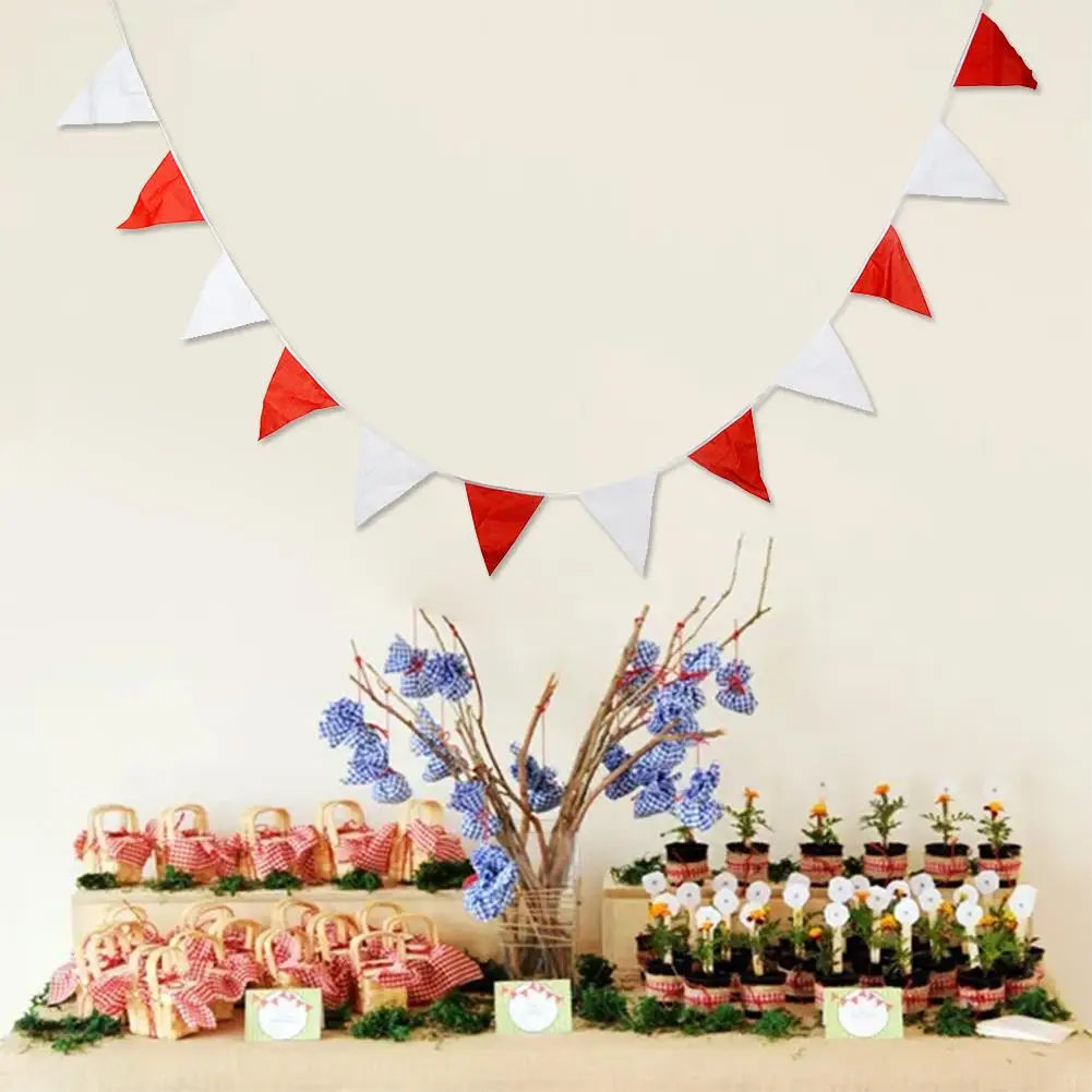

20 Flags 10m Red And White Birthday Bunting Banners Pennant Baby Shower Wedding Garland Flags Party Decoration Supplies