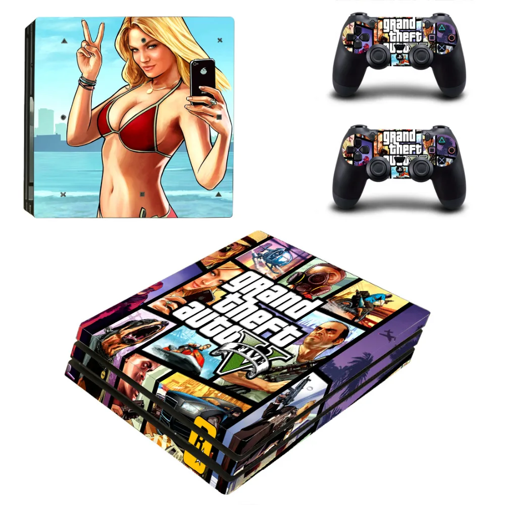Стикеры Grand Theft Auto V GTA 5 PS4 Pro виниловые для консоли Sony PlayStation 4 и контроллеров