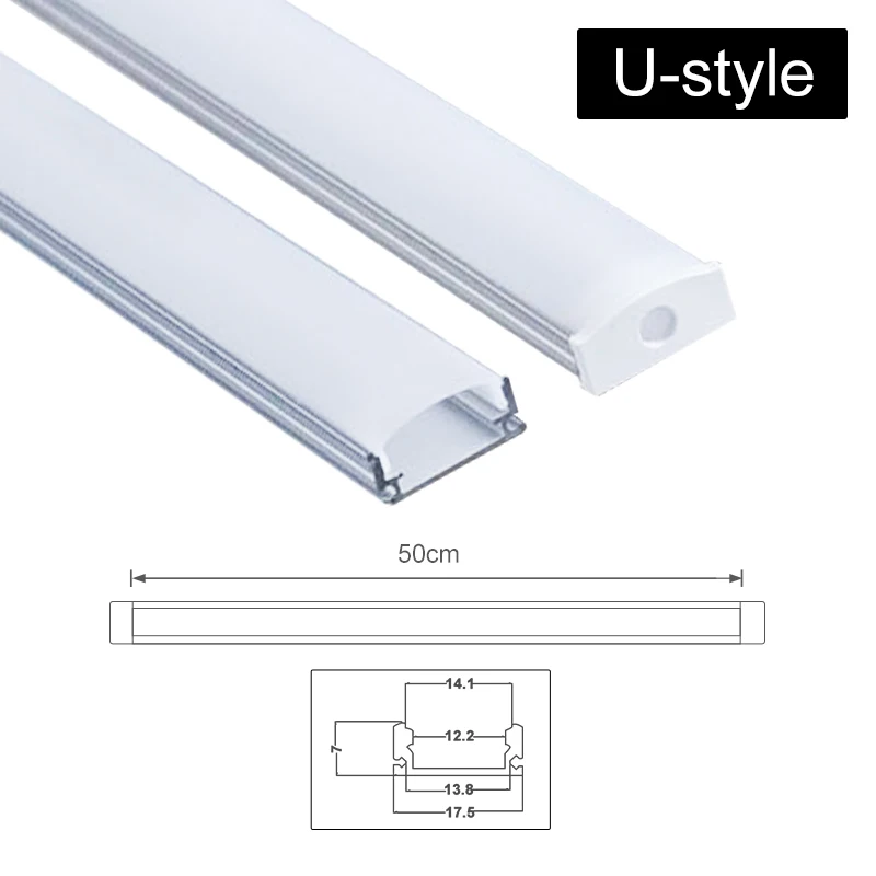 CLAITE Three Style U V YW 30cm 45cm 50cm Aluminium Channel Holder for LED Strip Light Bar Under Cabinet Lamp Kitchen 1.8cm Wide - Испускаемый цвет: U Style