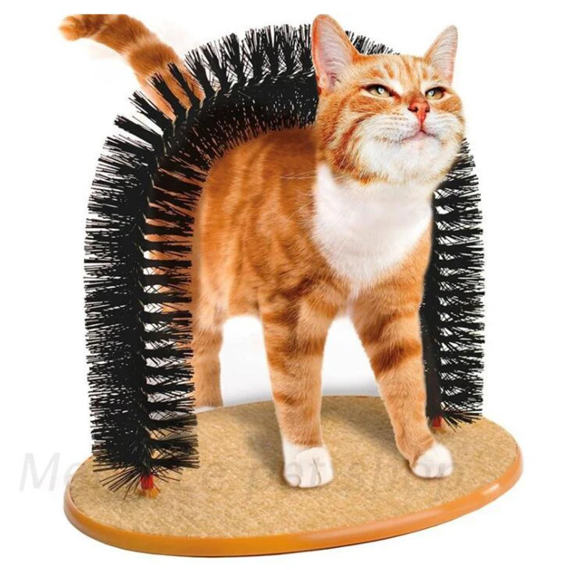 Pet Products Good Arch Pet Cat Self Groomer With Round Fleece Base Cat Toy Brush Toys For Pets Scratching Devices