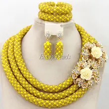 Модные нигерийские Свадебные африканские Кристалл Бусины комплект ювелирных изделий индийской свадебные Цепочки и ожерелья Ювелирные наборы amj473