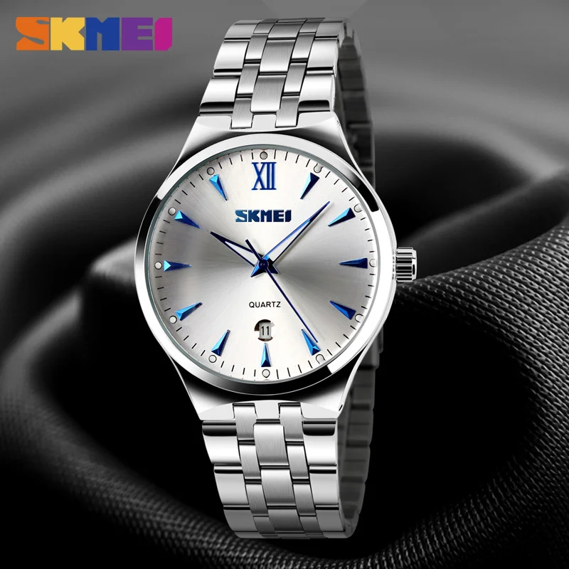 

Men Women Stainless Steel Quartz Wristwatches Top Brand Calendar Fashion Japanese movement Watches Relogio Masculino SKMEI