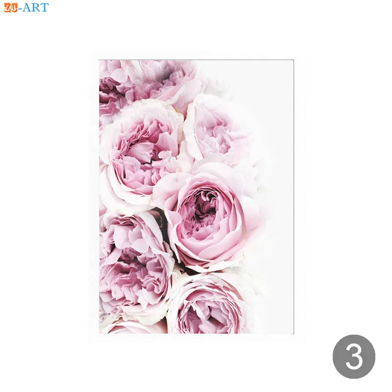 Пион цветочный ботанический настенный арт пастельные розовые цветы плакат холст живопись гостиная домашний декор - Цвет: A439-3