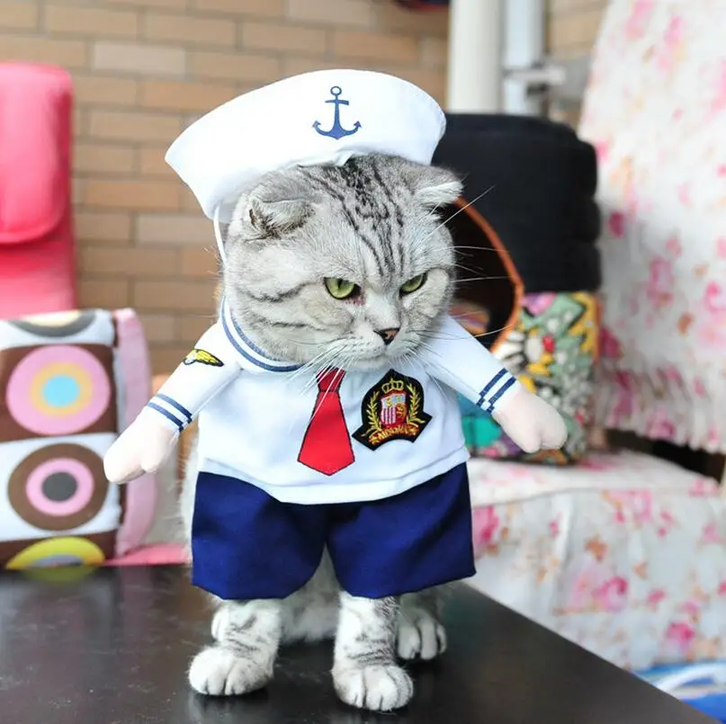 Смешной костюм для кошки, собаки, кошки, сексуальная одежда медсестры, полицейского, ковбоя, Матросская форма, шляпа, деловой наряд