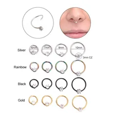 4 шт./лот 20 г CZ обруч прокалывание перегородки носа кольцо спираль серьги, Надеваемые На ушной хрящ Daith пирсинг ювелирные изделия для тела