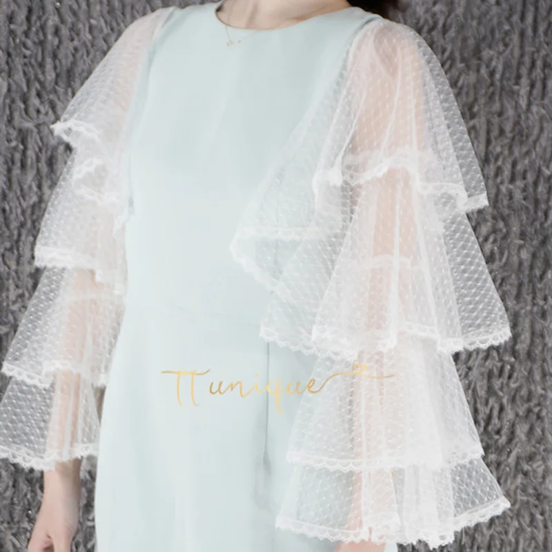 

Extreme beauty Black styling Photo Water jade dot mesh lace Lace bow white cuffs cotton mummy sleeves decorated cuffs False
